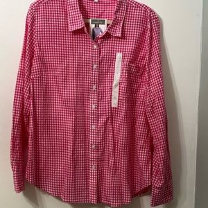 Company by Ellen Tracy pink gingham blouse.  NWT